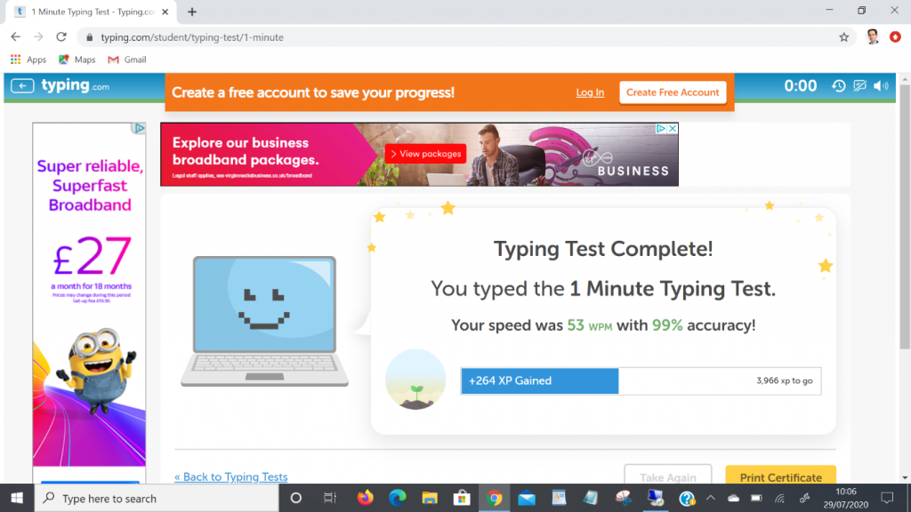 60 WMP, #Day12, 5 Minute Typing Test